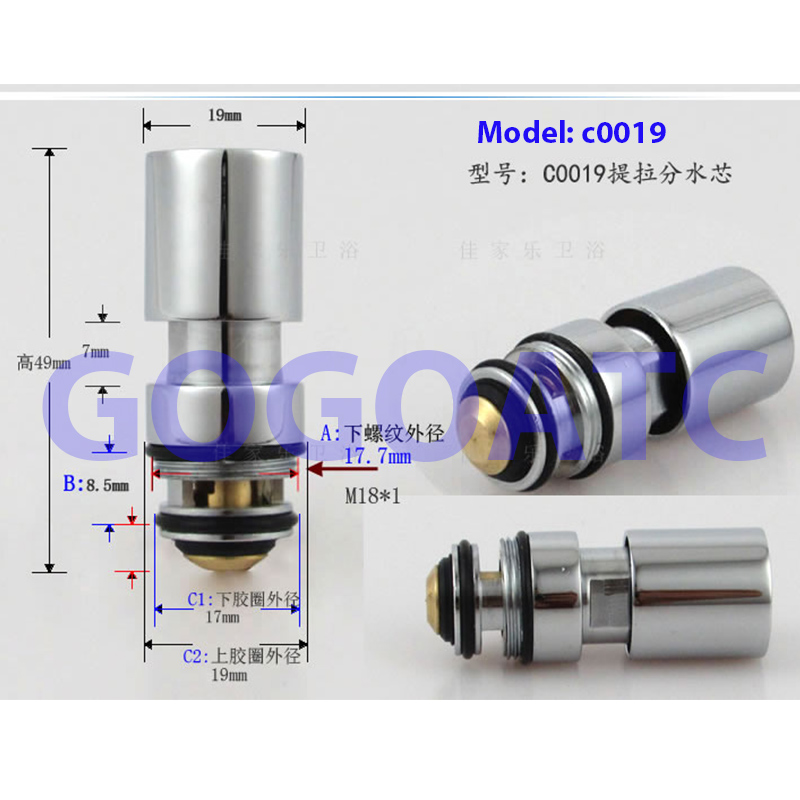 Head With Tub Spout Spring-Loaded Shower Diverter Valve - Copper Chrome ...