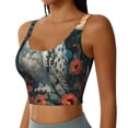 thumbnail image 2 of Fotbe Moon Flower White Owl Sujetador Deportivo Largo sin Aros para Mujer con Almohadillas y Soporte Medio, Transpirable y Absorbente, Camiseta Tipo Chaleco o Tank Top-X-Large, 2 of 8