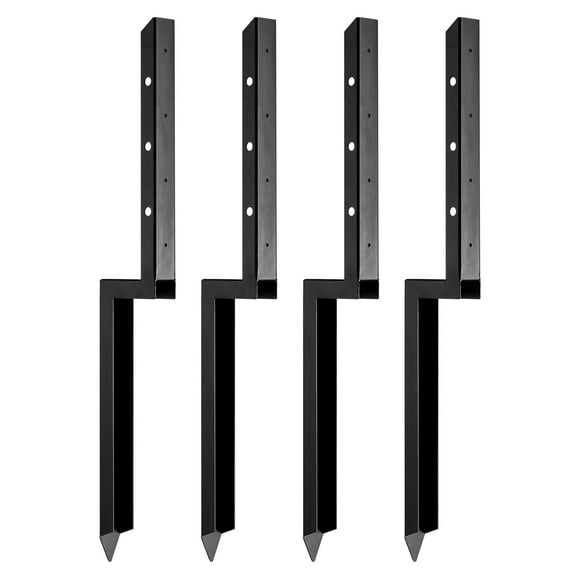 KFFKFF Ground Spike Kit for Fence Repair, 4 Units, 2x2 Inch Inner Diameter, Durable Steel Construction, Supports and Anchors for Fixing Leaning or Damaged Wooden Posts