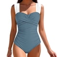 thumbnail image 5 of Mifsaly Womens One Piece Swimsuit Ruched Tummy Control Bathing Suits Color Block Strap Cross Front Monokini Slim Fit Athletic Swimming Swimwear XL, 5 of 7