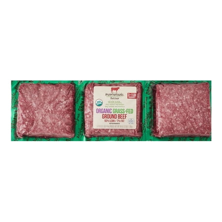 Marketside Butcher Organic Grass-Fed Ground Beef, 93% Lean 7% Fat, 3 Count, 3 lbs.