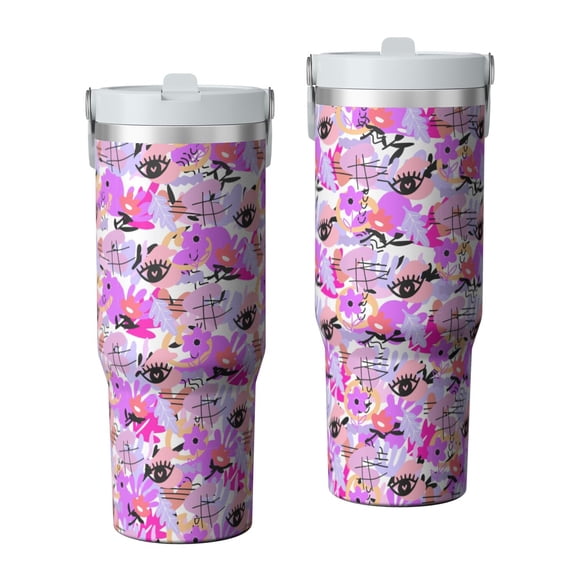 Modern 30oz Handheld Travel Tumbler with Handle – Double Wall Stainless Steel Insulated Cup, Flip Straw Lid, Leak-Proof & BPA-Free for Hot and Cold Drinks – Durable Coffee & Juice Mug White