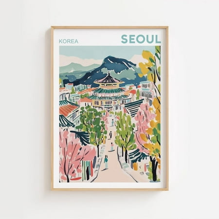 Seoul Travel Poster Korea Wall Art Asia Travel Gifts Art Vintage South Korean Wall Decor Trendy City S913, Unframed Poster Size 8x12