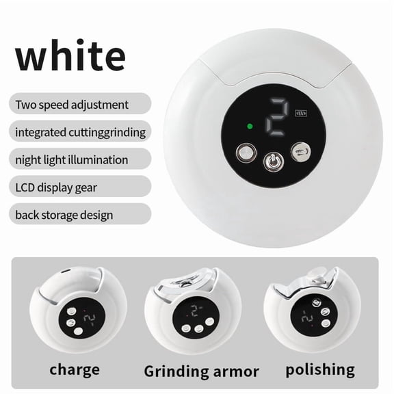 2 in 1 Electric Nail Clipper, Portable Electric Toenail Clippers for Seniors, 3 Speed Automatic Electric Nail Trimmer, Rechargeable Fingernail Clipper Electric Polishing for Women Men