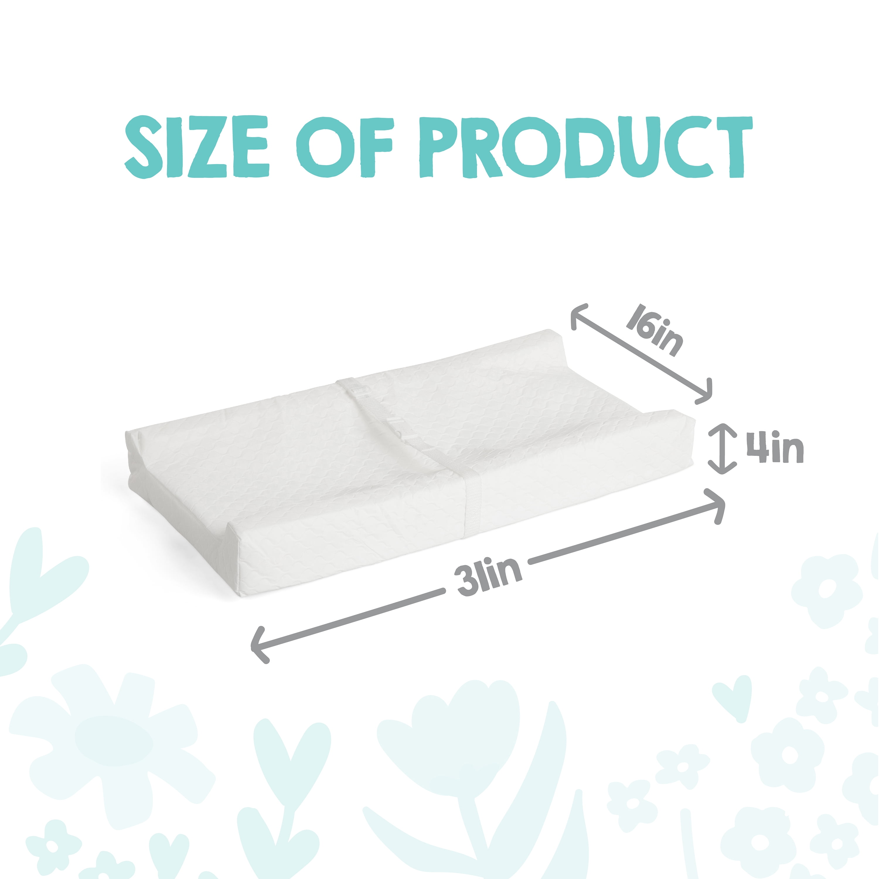 Regalo Baby Basics Infant Foam Changing Pad with Contoured Sides, Water Resistant, Safety Buckle, White