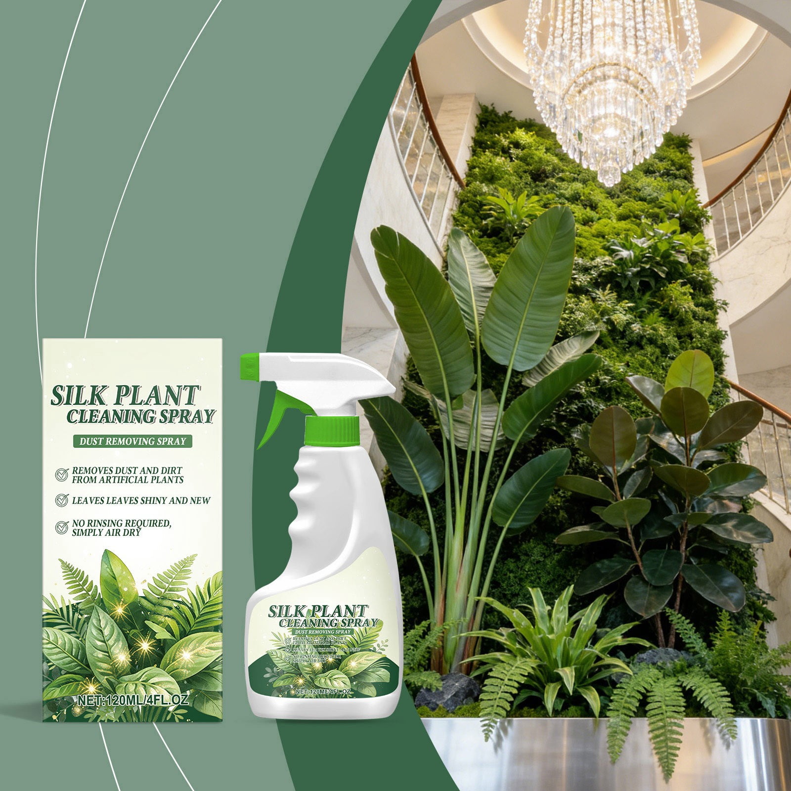 Silk Plant Cleaner Spray, Silk Flower Cleaner Spray, Dust Remover for Fake Plants, No Wipe, Quick Drying for Artificial Flower 4Oz 3Pcs