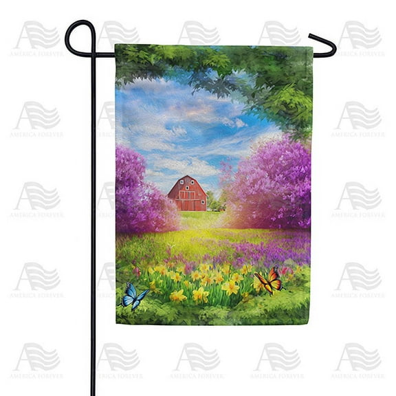 America Forever Spring Farmhouse Garden Flag 12.5 x 18 inches Double Sided Country, Rustic, Butterflies, Bloom - Seasonal Yard Lawn Outdoor Decorative Happy Spring Garden Flag