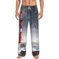 thumbnail image 1 of Kdxio 3d Lighthouse in the Surf Pattern Men's Pajama Pants, Elastic Waist with Drawstring and Pockets, Comfortable Loungewear-Large, 1 of 6