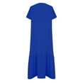 thumbnail image 6 of Mrasaso Holiday Gift Finder,Women Dress,Women's Summer Casual V-Neck Short Sleeve Dresses Solid Color Comfortable Everyday Wear Loose Fit Stylish Fashionable Daily Casual DressBlue S, 6 of 9