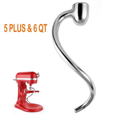 Stainless Steel Spiral Dough Hook Compatible with KitchenAid 5 & 6 Quart, Rustproof Replacement Dough Hook for Bread, Pizza, Pasta & Cookie Dough
