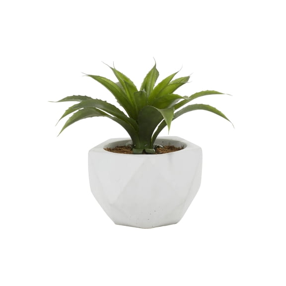 DecMode 10" Artificial Agave Plant in Realistic Leaves and White Ceramic Pot