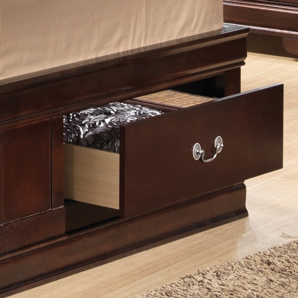 Glory Furniture Louis Phillipe Queen Storage Bed in Cappuccino Color