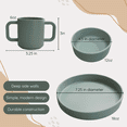 thumbnail image 4 of Baby Silicone Toddler Dinnerware Set – 3-Piece Set with Plate, Bowl & Cup – BPA-Free, Non-Slip, Dishwasher Safe – Soft Sage Green, 4 of 5