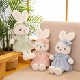 thumbnail image 6 of Bunny Plush with Removable Dress and Bow Soft Rabbit Toy for Toddlers Cute Stuffed Animal for Girls Basket Gifts - Green, 6 of 6