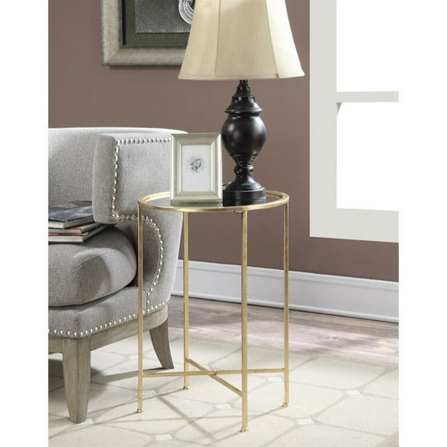 Convenience Concepts Gold Coast Julia Mirrored End Table in Gold