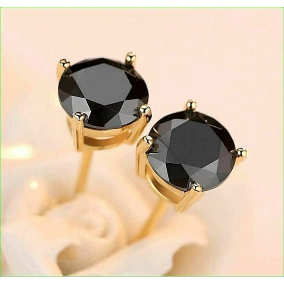 3Ct Round Cut Lab Created Diamond Solitaire Stud Earrings 14K Yellow Gold Plated