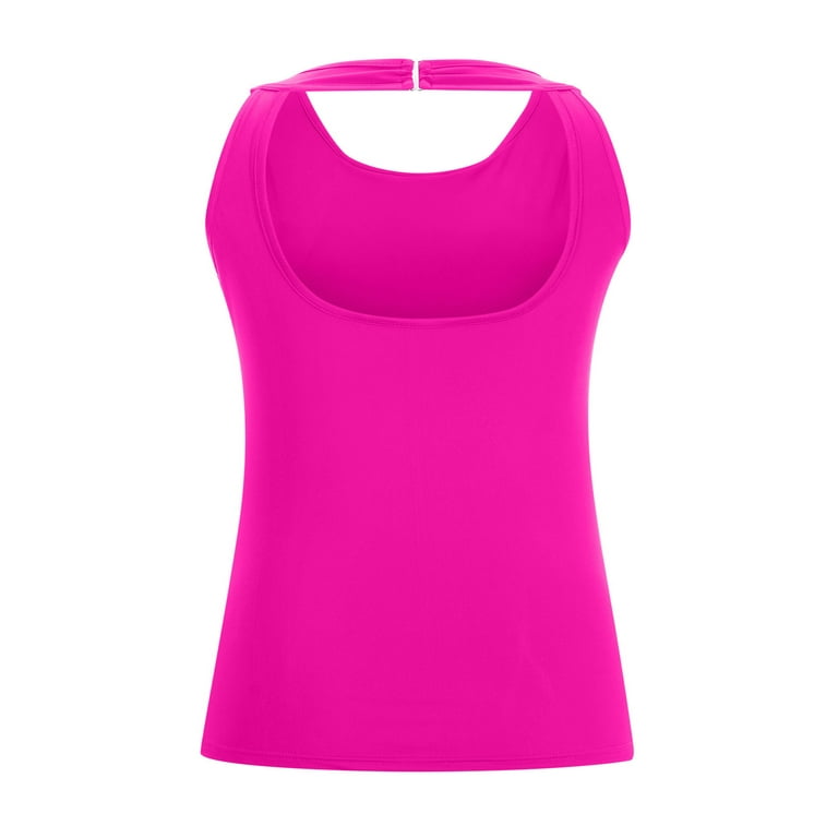Rewenti High Neck Tankini Tops Bathing Suit Tops for Women Tummy Control  Tank Tops Swimsuits Hot Pink M(M) 