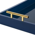 thumbnail image 3 of Kate and Laurel Lipton Narrow Decorative Tray with Polished Metal Handles, 10" x 24", Navy Blue and Gold, Chic Accent Tray for Display and Storage, 3 of 4