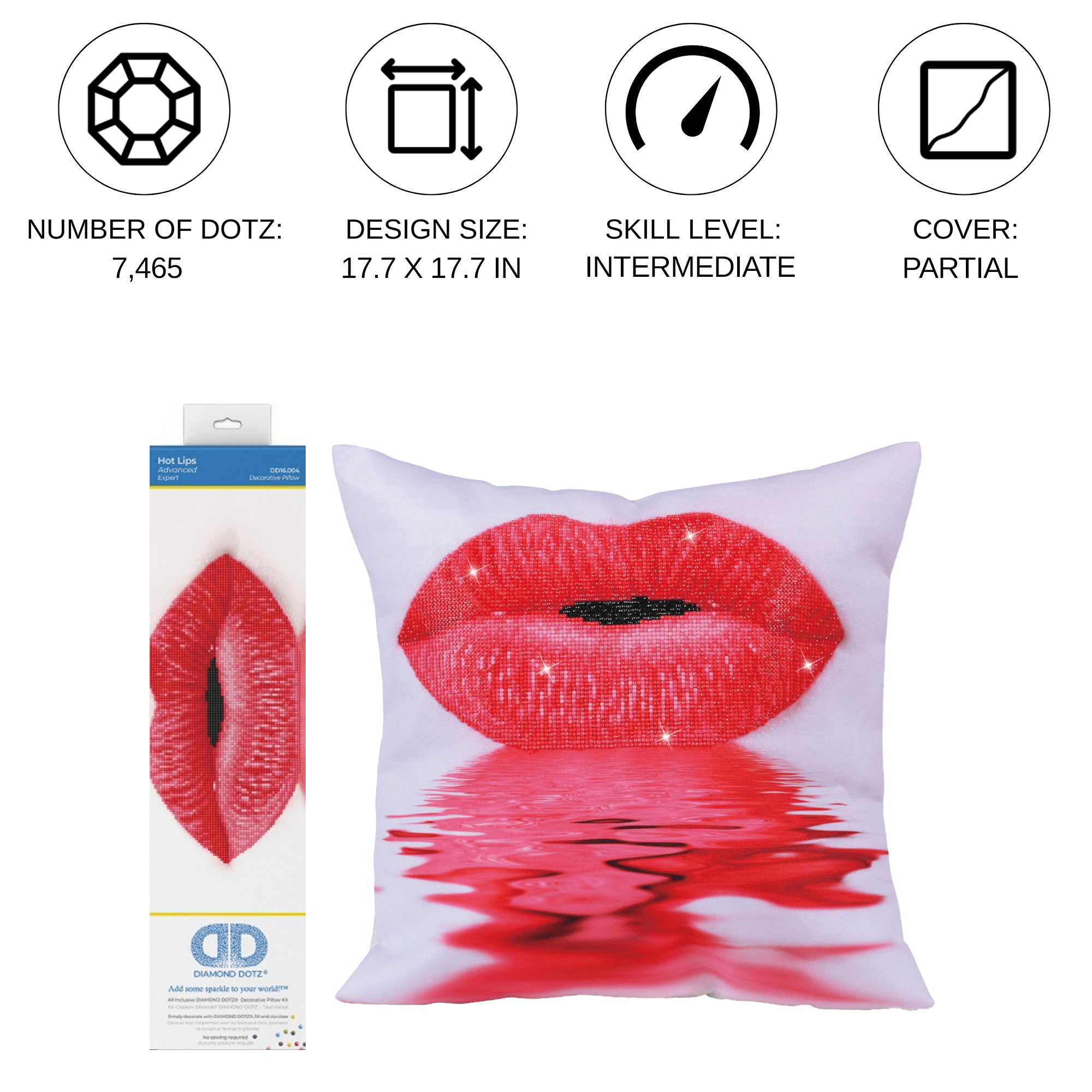 Diamond Dotz Hot Lips  Diamond Painting Kits for Adults - Diamond Art Kits a Relaxing Creative Craft Kit with Dotz Gems  17.7"x17.7"