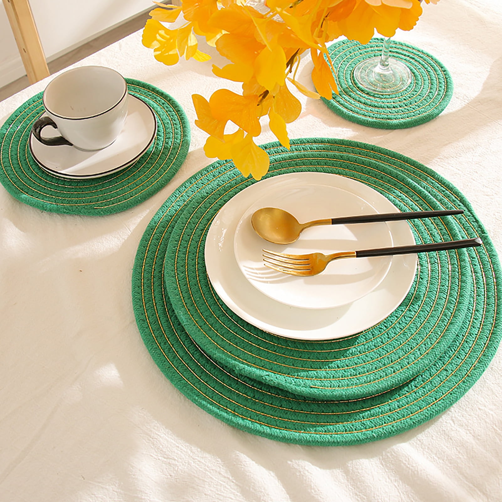 Details about   6 Pcs Natural Dining Cotton Rope Braided Coaster Mat Non Slip Decor Gift 