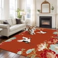 thumbnail image 2 of 6'x9' Area Rugs, Red Crane Indoor Outdoor Area Rug for Living Room Bedroom, Vintage Red Teal Spring Floral Botanical Washable Bathroom Rugs Kitchen Floor Carpet Mats Home Decor Aesthetic, 2 of 8