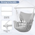 thumbnail image 3 of Large Hammock Chair Swing, Relax Hanging Rope Swing Chair with Detachable Metal Support Bar & Two Seat Cushions, Cotton Hammock Chair Swing Seat for Yard Bedroom Patio Porch Indoor Outdoor, 3 of 7