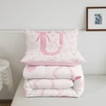 thumbnail image 5 of Erosebridal Pink Bow Comforter Sets Full Size, Initial Letter U Comforters & Duvets, Princess Bowknot Decor, Reversible 3-Piece, 5 of 7