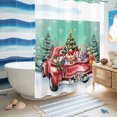 thumbnail image 6 of No Hook Shower Curtain, Christmas Teal Green Shower Curtains for Bathroom with See Through Top Window, Winter Xmas Tree Red Truck Snowflakes Waterproof & Washable Bath Curtain Stall 48"x72", 6 of 9