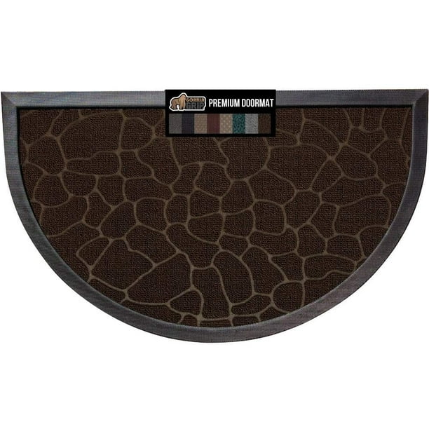 Gorilla Grip Original Durable Natural Rubber Door Mat 35x23 Half Circle Heavy Duty Doormat For Indoor Outdoor Waterproof Easy Clean Low Profile Rug Mats Entry High Traffic Areas Dark Brown Pebble Com Gorilla Grip Original Durable Natural, Pebble Door Mats Outdoor