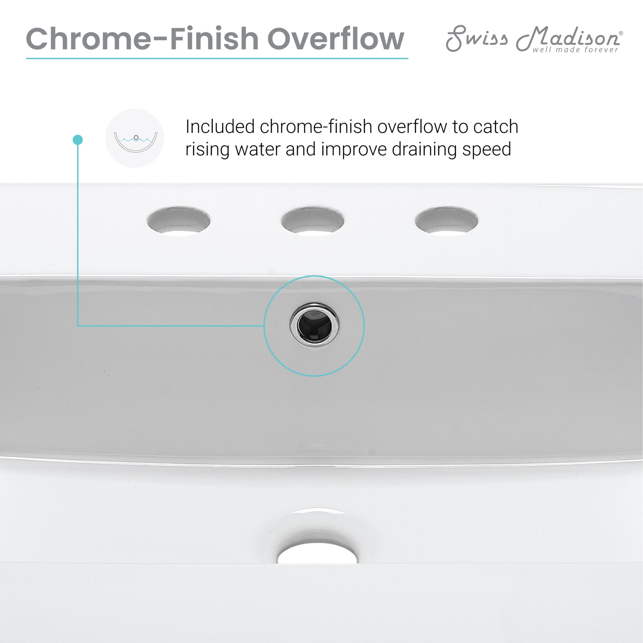 Cannes 24 in. White Bathroom Vanity With White, 3-Hole Ceramic Sink Top
