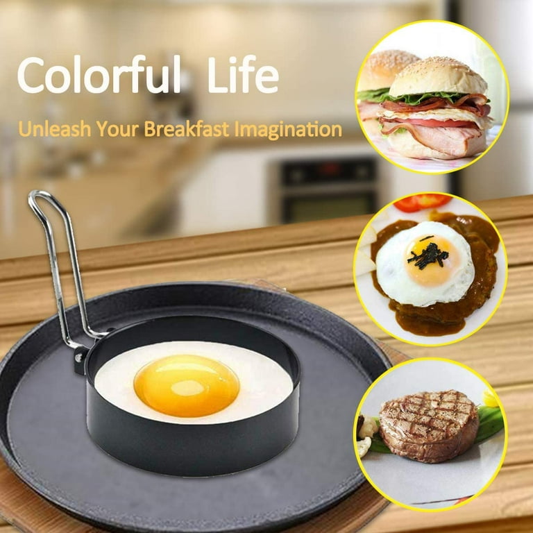 Gisneze Egg Rings for Griddle or Frying Round Egg for Breakfast.Mold Perfect Sandwiches Maker Nonstick Egg Cooking Ring for You and Your Family