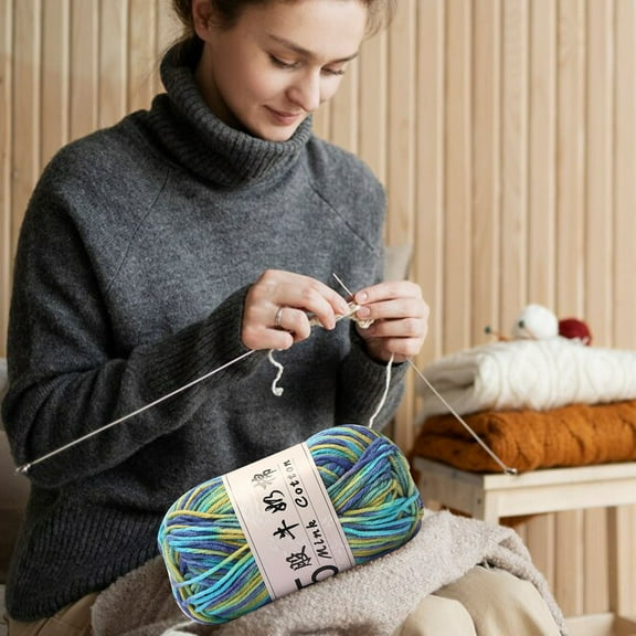 Danhjin Yarn for Crocheting and Knitting, 5 Strands Milk Cottons Gradient Hand-Woven Doll Sections Dyed Wool Ball, Soft Chunky Yarn for Blankets Scarves Hats, Machines Washable Assorted Colors