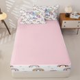 thumbnail image 4 of Metsweet Cute Magical Unicorn Zipper Twin Comforter Sets with Fitted Sheet and 2 Pillowcases, Kawaii Rainbow Zipper Bedding Set,4-Piece,Pink Reversible, 4 of 6