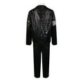 thumbnail image 4 of Kids Dance Star Outfits 5 Piece Set Sparkly Sequin Jacket Tops Pants 90s Hip-Pop Stage Halloween Role Play Party Clothes, Black, 4 of 7