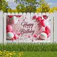 thumbnail image 5 of Pink Backdrop Banner with Happy Birthday Text Balloons Stars and Confetti Birthday Party Decoration Photography Props Party Supplies Decor Background, 5 of 8