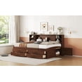 thumbnail image 4 of Full Size Wooden Captain Bed with 4 Drawers, 2 Cabinets & Open Storage Shelves in Antique Brown, 4 of 21