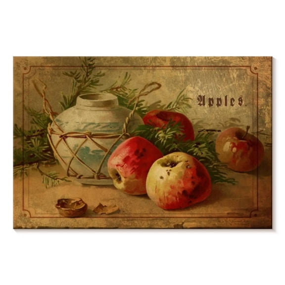 Elephant Stock Delicious Apples Wall Art - Horizontal Canvas Wall Art - Kitchen Wall Decor - Food And Drink Canvas - Red And Beige Decor - 12" x 8"