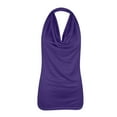 thumbnail image 2 of JDQJBZ Gilet Sans Manches pour Femmes Couleur Unie Col Dos Nu Col Simulé Blouse Décontractée, 2 of 4