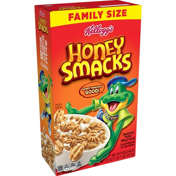 Kellogg S Honey Smacks Breakfast Cereal Original Family Size Made With Whole Grain 23oz Walmart Com Walmart Com