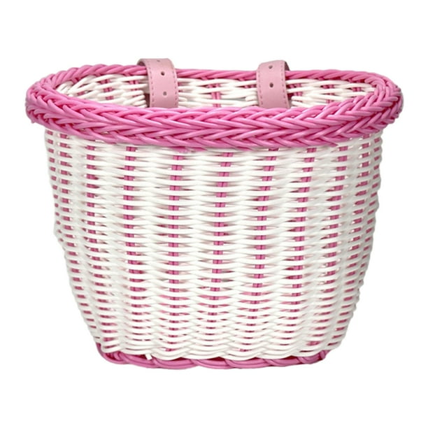 Cesta de bicicleta para niños con accesorio universal para manillar para aventuras al aire libre blanco rosa