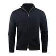 thumbnail image 1 of Cardigan Sweaters for Men Men's Cardigan Sweater Jacket with StandUp Collar, Double Zipper, Solid Colorand Long Sleeves Men's Cardigan Sweaters, 1 of 8