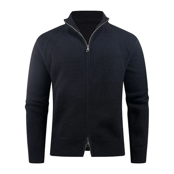 Betivan Mens Zip Up Cardigan Sweater Casual Stand Collar Textured Knit Ribbed Chunky Zipper Cardigan Knitted Sweater Jacket for Daily Wear, Office Warmth, Outdoor