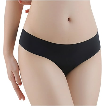 

FRSASU Underwear Clearance Women s Lingerie Solid Color Seamless Briefs Panties Thong Underwear Black M(M)