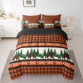 thumbnail image 2 of Manfei Jungle Bear Pine 7pcs Bedding Comforter Set,Rustic Western Aztec Queen Bedding Sets,Orange Black Grid Queen Sheet Sets For Boy,Microfiber Bedroom Decor Reversible, 2 of 8