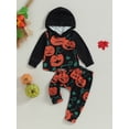 thumbnail image 2 of Wassery Infant Baby Boys Girls 2Pcs Halloween Outfits Set Long Sleeve Pumpkin Print Hoodies Sweatshirts + Long Pants 6M 12M 18M 2T 3T Toddler Fall Clothes, 2 of 9
