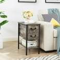 thumbnail image 3 of VECELO Nightstand with Charging Station, Tall End/Side Table with 2-Drawer and Storage Shelf, 2 USB Port & 2 Power Outlets, Oak Gray, 3 of 8