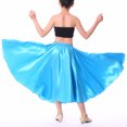 thumbnail image 4 of Doomiva Girls Long Full Circle Dance Skirt Gypsy Latin Spanish Flamenco Skirt Ballroom Belly Dance Performance Costume A Sky Blue 7-8, 4 of 5