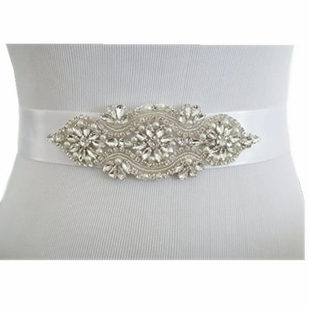 YZEO Wedding Sash, Rhinestones Pearls Wedding Belt, Bridal Sash, Jeweled Wedding