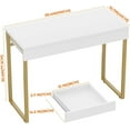 thumbnail image 2 of GreenForest Vanity Desk with 2 Drawers,Glossy Desktop White Desk for Bedroom,Makeup Table with Storage Space,Small Desk for Home Office,15.7"D x 39"W x 30.5"H (2 Drawers), 2 of 16