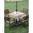 thumbnail image 4 of Outdoor Tablecloth with Umbrella Hole for Patio/Picnic/Party/Camping, Wildflowers Waterproof Table Cloth Square Cover Washable, Spring Watercolor Tulip Floral Leaf Pink Plaid (60"x 60"), 4 of 8